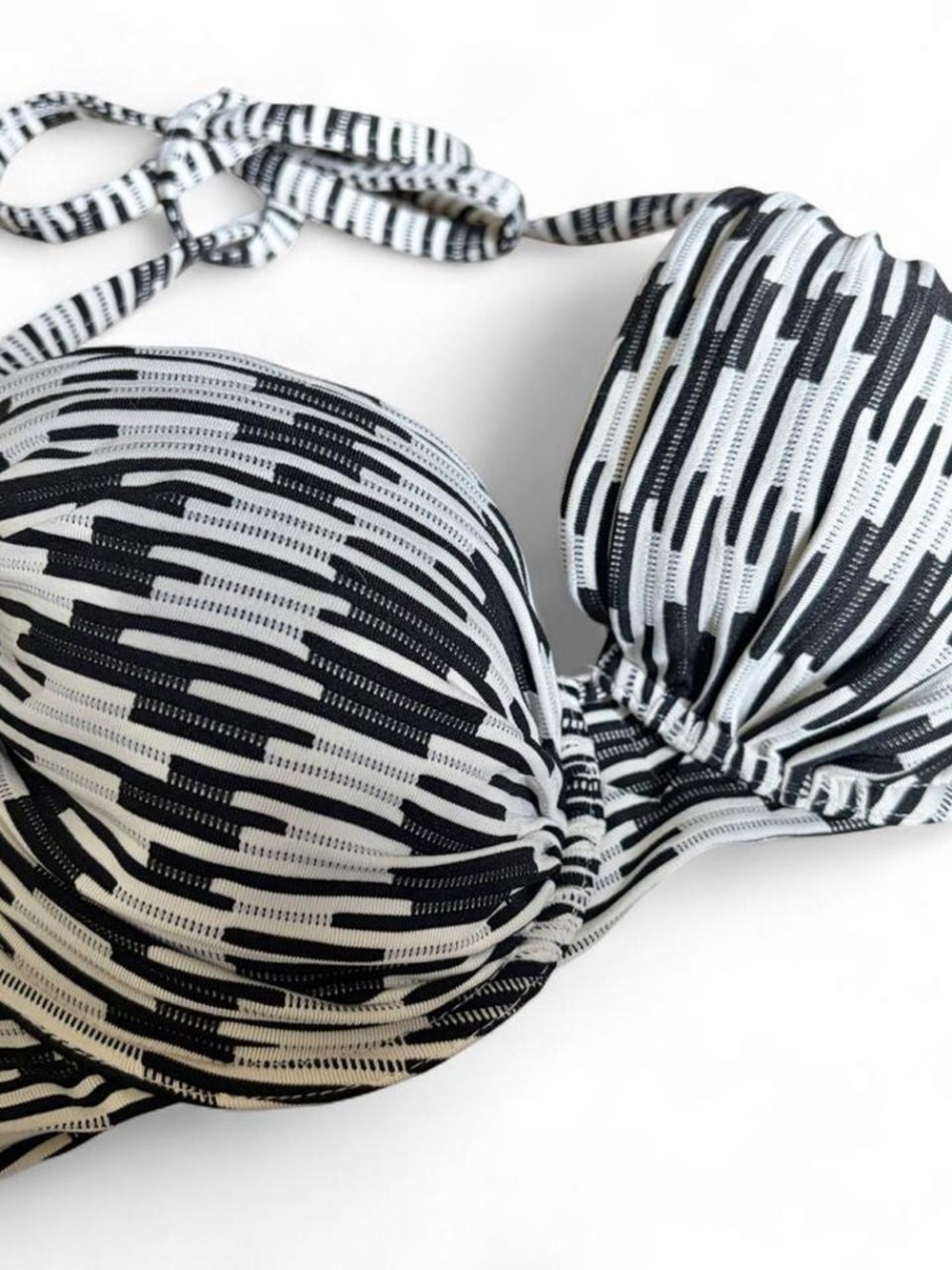 Victoria's Secret Black and White Stripe Push-Up Bikini Top 34D - Picture 3 of 6